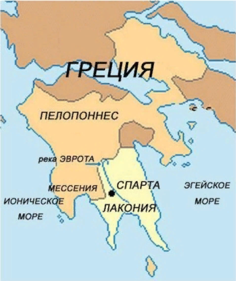 Рис. 1. Карта Древней Спарты 