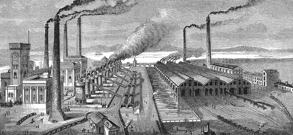 Рис. 1. Металлургический завод в Барроу. Гравюра, XIX век