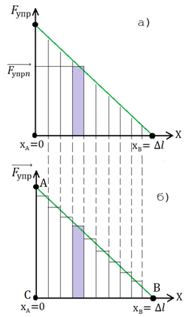Рис. 4. Зависимость модуля силы упругости от величины деформации пружины