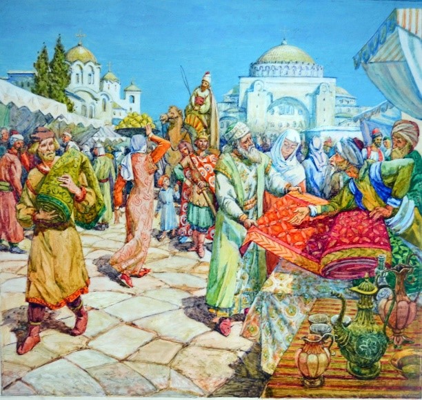 Рис. 1. Базар в Константинополе