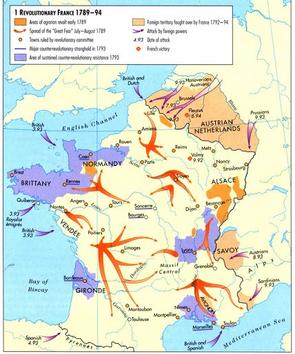 Карта 1. Революция во Франции 1789–1794 гг.