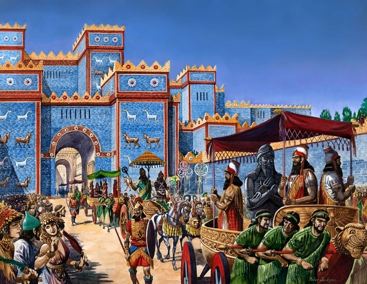 Рис. 7. Ассирийский царь входит в Вавилон через «Врата бога» 