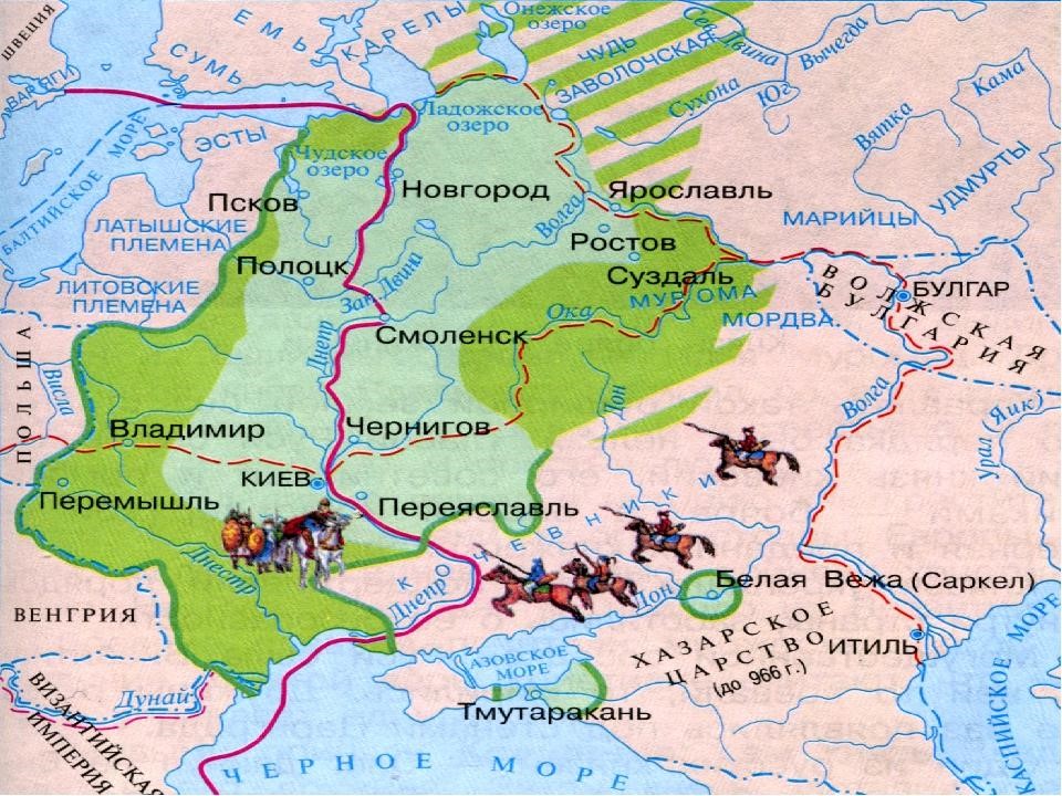 Карта 1.  Русь в IX — начале XII вв.
