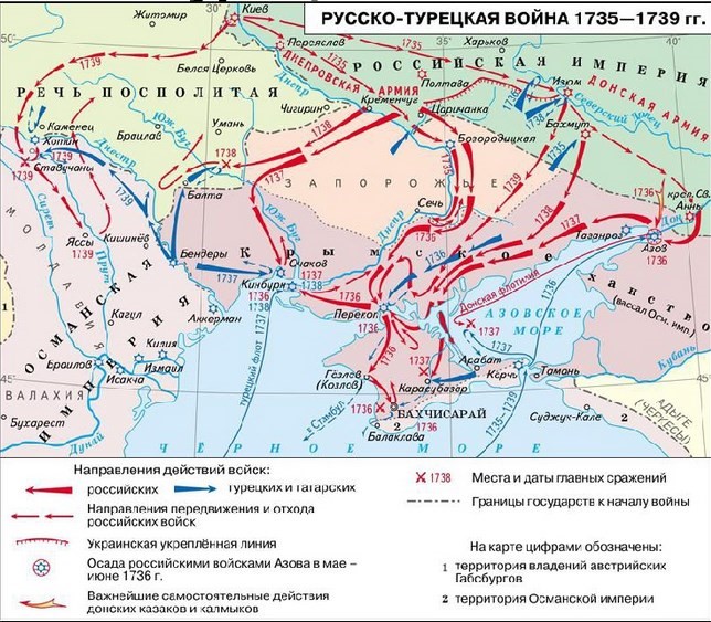 Карта 1.  Русско-Турецкая война 1735–1739 гг.