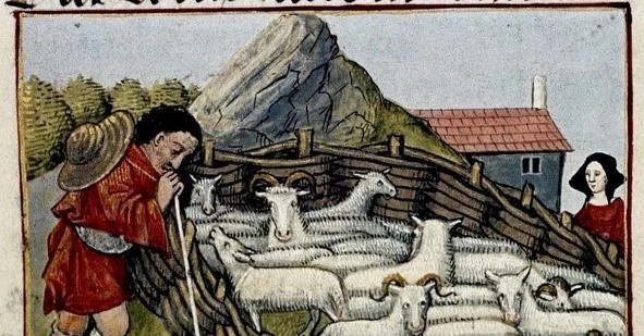 Рис. 9. Пастух. Средневековая миниатюра