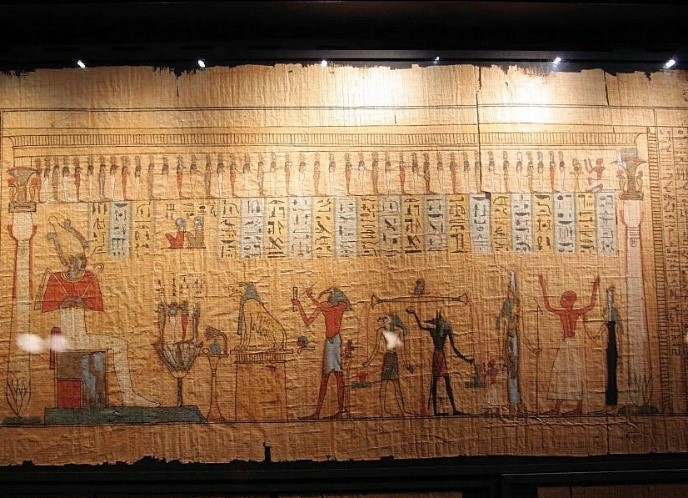 Рис. 9. Древнеегипетский рисунок на папирусе. Экспонат современного музея