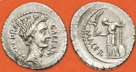 Рис. 6. Серебряная монета с изображением Юлия Цезаря и богини Венеры — прародительницы рода Юлиев