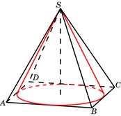Рис. 3. Конус вписан в четырехугольную пирамиду