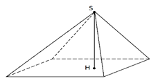 Рис. 3. Четырёхугольная пирамида (SH - высота)