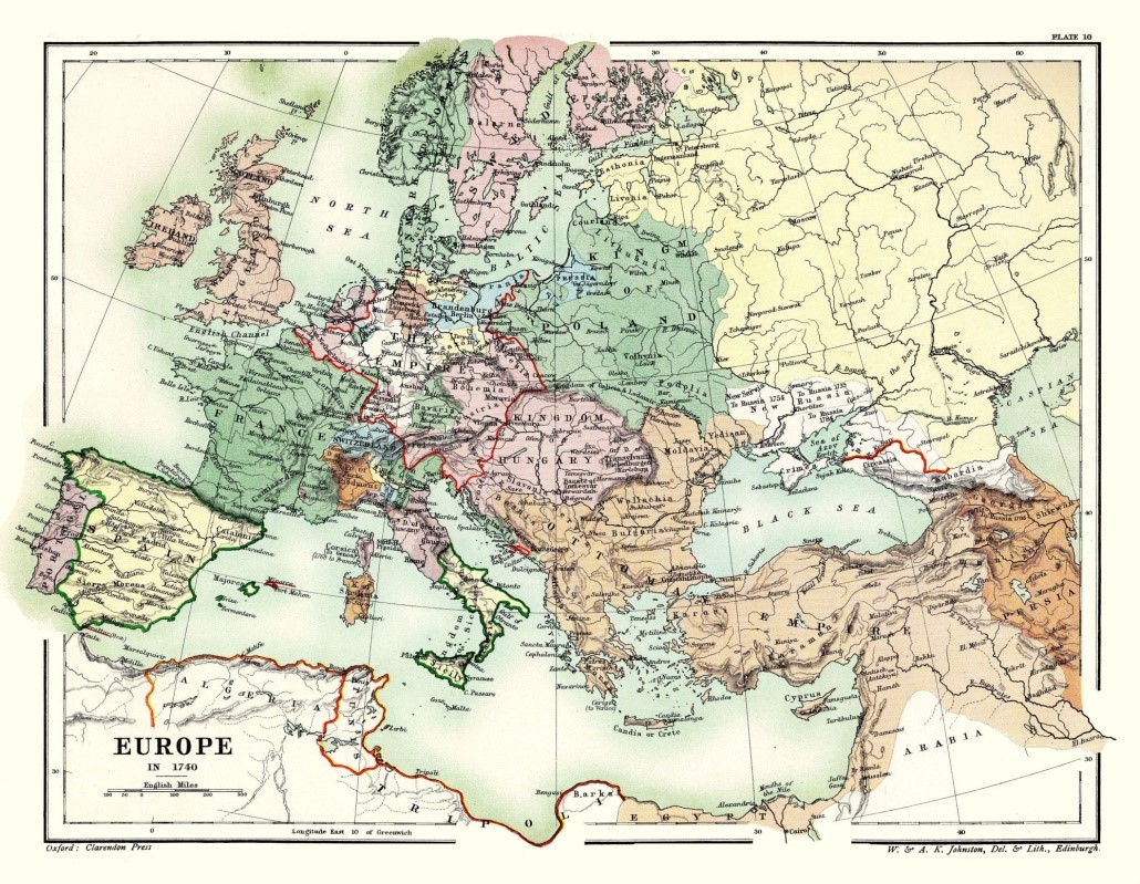 Карта 1.  Европа в  XVIII в.
