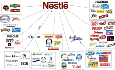 Рис. 4. ТНК Nestle с дочерними брендами