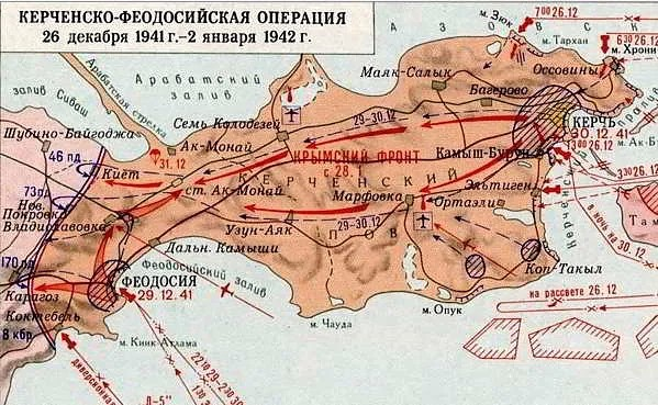 Рис. 5. Керченско-федосийская операция 26 декабря 1941 г. — 2 января 1942 г.