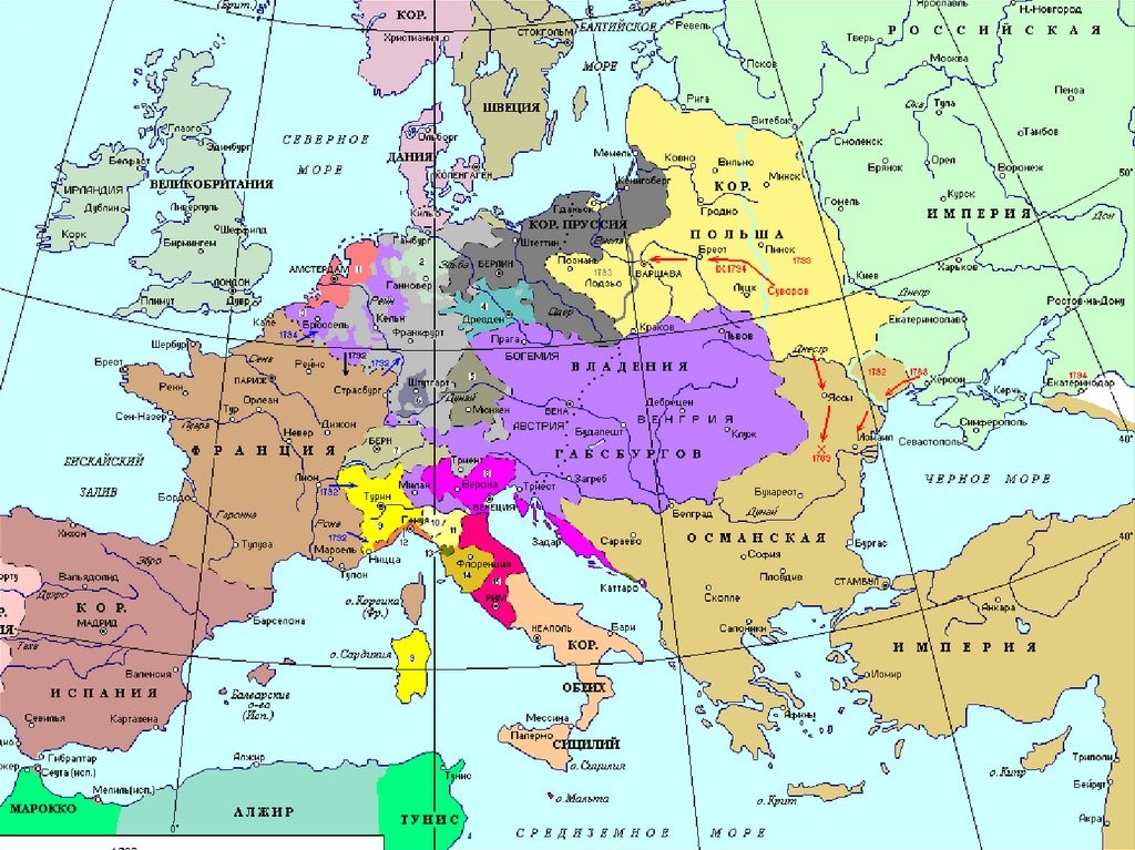 Карта. 1. Европа в 1789–1794 гг.