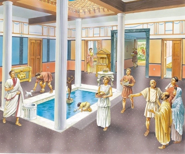 Рис. 2. Рабы в доме богатого римлянина. Современный рисунок